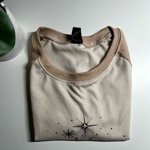 beige sun and moon crop top